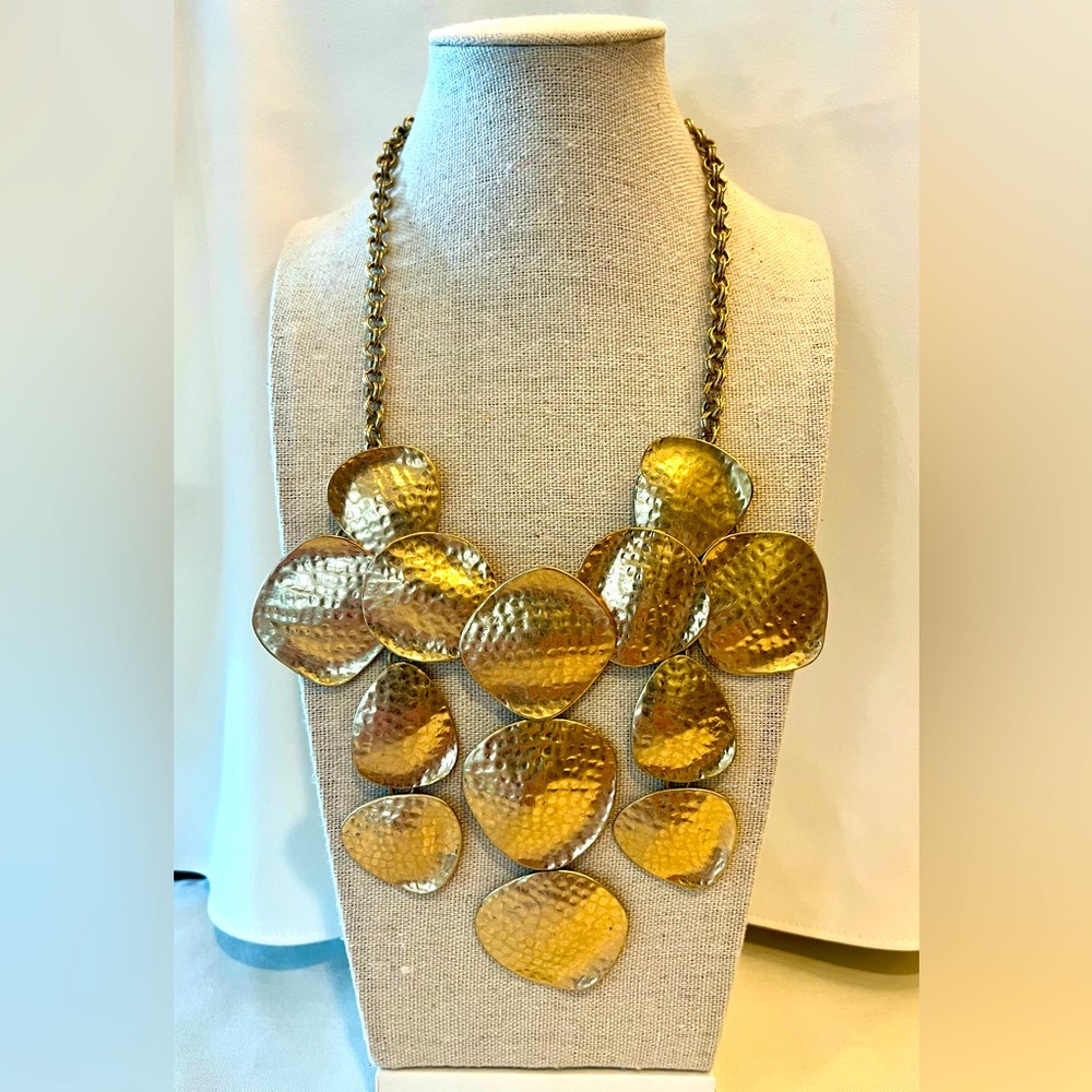 Gold Hammered Disc Choker
